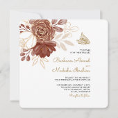 Invitation Aquarelle blanche Floral Rustique or Mariage musul (Devant)