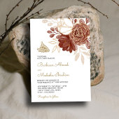 Invitation Aquarelle blanche Floral Rustique Or musulman QR W