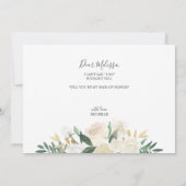 Invitation Aquarelle Blanche Floral Soyez Ma Fille D'Honneur (Dos)