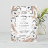 Invitation Aquarelle blanche Florale BOHO Pampas Grass Tropic (Debout devant)