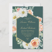 Invitation Aquarelle blanche foncée sur mesure Mariage floral (Devant)