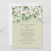 Invitation Aquarelle blanche Lys Verdure Mariage or (Devant)