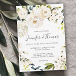 Invitation Aquarelle blanche neutre Mariage de couronnes flor<br><div class="desc">Avec un jeu de couleurs neutres populaire, ce design faire-part de mariage dispose d'une belle couronne de fleurs d'aquarelle blanche avec la végétation de traîne. Les fleurs comprennent des roses, des hydrangées et des fleurs mixtes assorties pour un effet de jardin frais. Les appareillages de texte utilisés dans cette conception...</div>