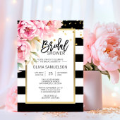 Invitation Aquarelle blanche noire Fête des mariées florale r