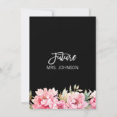 Invitation Aquarelle blanche noire Fête des mariées florale r (Dos)