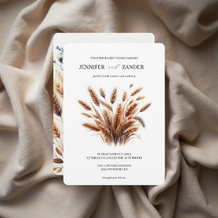Invitation Aquarelle Blé Élégant Mariage de automne rustique