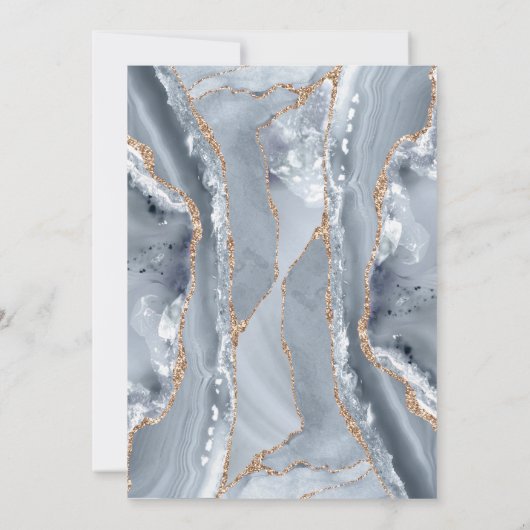 Invitation aquarelle bleu agate cross Baptême (Dos)