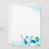 Invitation Aquarelle bleu Aqua Mariage Floral (Dos)
