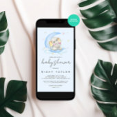 Invitation Aquarelle bleu Baby shower Eléphant mou