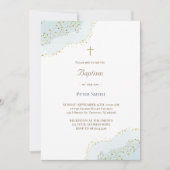 Invitation Aquarelle bleu baptême (Devant)