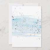 Invitation Aquarelle Bleu & Baptême Argent & 1er anniversaire (Dos)