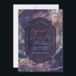 Invitation Aquarelle bleu Berry Or Celestial Sweet 16<br><div class="desc">Personnaliser pour votre événement.</div>