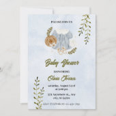Invitation Aquarelle Bleu Blanc Baby shower (Devant)