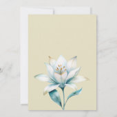 Invitation Aquarelle bleu blanc lis or Mariage floral (Dos)