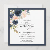 Invitation Aquarelle bleu bleu bleu bleu rose de la marine (Devant)