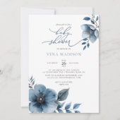 Invitation Aquarelle bleu bleu bleu foncé Baby shower d'hiver (Devant)