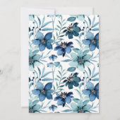 Invitation Aquarelle bleu bleu Dusty Marine Couples Floral Do (Dos)
