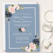 Invitation Aquarelle bleu bleu foncé bleu foncé Mariage flora
