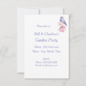 Invitation Aquarelle Bleu Bleu Oiseau de l'Est (Dos)