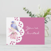 Invitation Aquarelle Bleu Bleu Oiseau de l'Est (Debout devant)