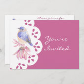 Invitation Aquarelle Bleu Bleu Oiseau de l'Est (Devant / Derrière)