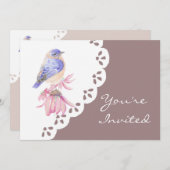 Invitation Aquarelle Bleu Bleu Oiseau de l'Est (Devant / Derrière)