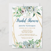 Invitation Aquarelle bleu Boho Floral (Devant)
