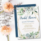 Invitation Aquarelle bleu Boho Floral