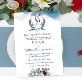Invitation Aquarelle Bleu Bourgogne Violet Floral et Cimier