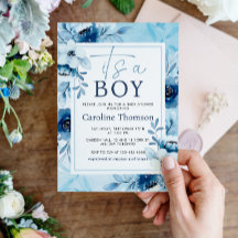 Aquarelle bleu C'est un Baby shower garçon