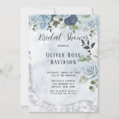 Invitation Aquarelle bleu chic Dusty Fête des mariées florale (Devant)