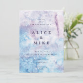 Invitation Aquarelle bleu ciel Abstrait et violet Galaxy Invi (Debout devant)