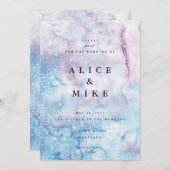 Invitation Aquarelle bleu ciel Abstrait et violet Galaxy Invi (Devant / Derrière)
