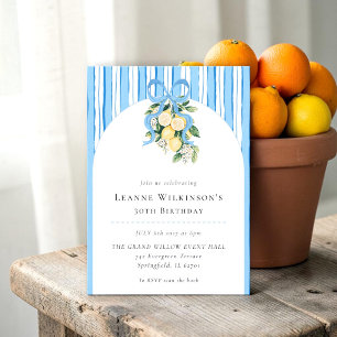 Invitation Aquarelle Bleu Citron Arc-en-Ciel 30e Anniversaire