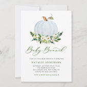 Invitation Aquarelle Bleu Citrouille Baby shower d'automne Br (Devant)