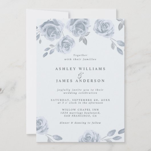 Invitation Aquarelle bleu clair (Devant)