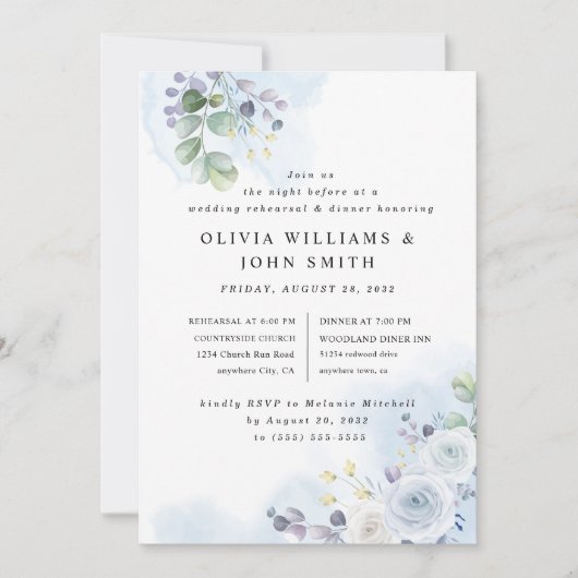 Invitation Aquarelle bleu clair (Devant)