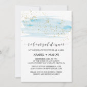 Invitation Aquarelle Bleu clair et Dîner de répétition d'or (Devant)