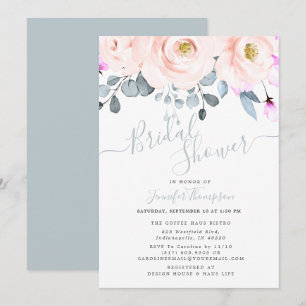 Invitation Aquarelle bleu clair et poussiéreuse Fête des mari