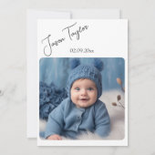 Invitation Aquarelle Bleu clair garçon Baptême (Dos)