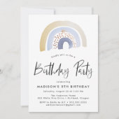 Invitation Aquarelle bleu clair Rainbow fête d'anniversaire (Devant)
