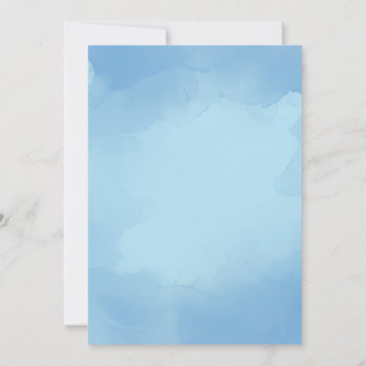 Invitation Aquarelle Bleu Dinosaure Bébé Garçon 1er anniversa (Dos)