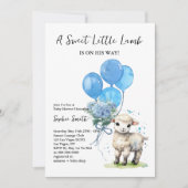 Invitation Aquarelle bleu doux Baby shower d'agneau (Devant)