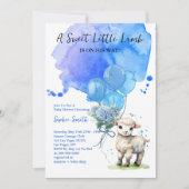 Invitation Aquarelle bleu doux Baby shower d'agneau (Devant)