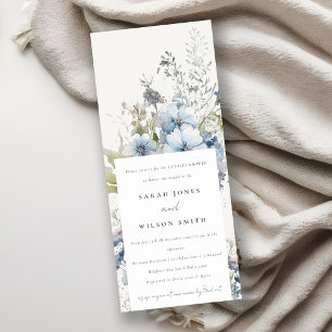 Invitation Aquarelle bleu Dusky Cottage Flora Couples Douche