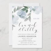 Invitation Aquarelle bleu Dusty Brunch nuptiale Bubbly Douche (Devant)