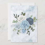 Invitation Aquarelle bleu Dusty Couples Floraux Rustiques Dou (Dos)
