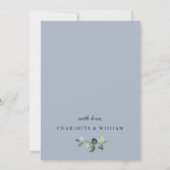 Invitation Aquarelle bleu Dusty Eucalyptus Mariage de verdure (Dos)