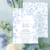 Invitation Aquarelle bleu Dusty Fête des mariées de script Fl