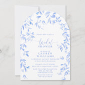 Invitation Aquarelle bleu Dusty Fête des mariées de script Fl (Devant)